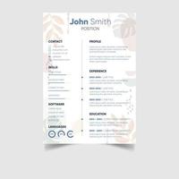 minimalistisk professionell CV eller återuppta mall design vektor