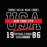 USA New York City denim typografi t-shirt design vektor