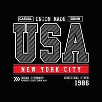 USA New York City Denim Typografie T-Shirt Design vektor