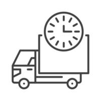 LKW mit Uhr Vektor Lieferung Zeit Konzept dünn Linie Symbol