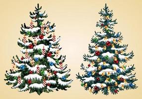 Weihnachten Bäume mit Bälle, Girlande und Kerzen Vektor Illustration