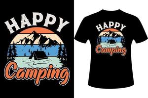 glücklich Camping Textur Typografie Zitate t Hemd Vektor Illustration Design