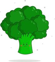 broccoli med ett arg uttryck på hans ansikte. vektor symbol på en vit bakgrund. ledsen broccoli. vektor illustration