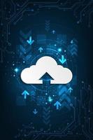 Cloud-Netzwerk, das verschiedene Informationen über digitale Systeme hochlädt. vektor