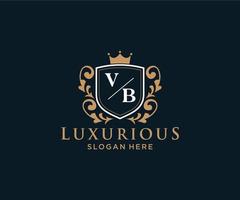 Royal Luxury Logo-Vorlage mit anfänglichem bv-Buchstaben in Vektorgrafiken für Restaurant, Lizenzgebühren, Boutique, Café, Hotel, Heraldik, Schmuck, Mode und andere Vektorillustrationen. vektor