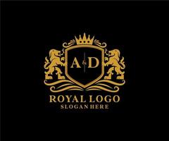 Initial Ad Letter Lion Royal Luxury Logo Vorlage in Vektorgrafiken für Restaurant, Lizenzgebühren, Boutique, Café, Hotel, Heraldik, Schmuck, Mode und andere Vektorillustrationen. vektor