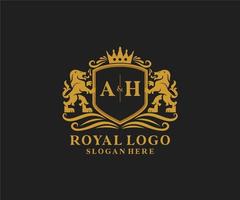 Anfangsbuchstabe ah lion royal Luxus-Logo-Vorlage in Vektorgrafiken für Restaurant, Lizenzgebühren, Boutique, Café, Hotel, heraldisch, Schmuck, Mode und andere Vektorillustrationen. vektor