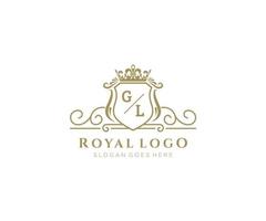 Initiale gl Brief luxuriös Marke Logo Vorlage, zum Restaurant, Königtum, Boutique, Cafe, Hotel, heraldisch, Schmuck, Mode und andere Vektor Illustration.