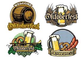 Oktoberfest bagde Design Sammlung im voll farbig vektor