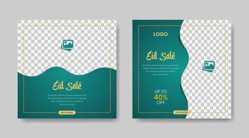 eid mode försäljning baner och social media posta mall, ramadan kareem tema försäljning fyrkant flygblad och baner. stor försäljning bunt eid annonser posta, hälsning kort islamic bakgrund design med lykta, halv måne vektor