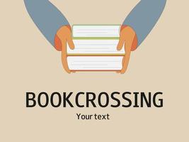 bookcrossing. värld bok dag. värld bok och upphovsrätt dag. ekologisk livsstil. läsa böcker älskare. begrepp utbildning, läsning, bibliotek. vektor