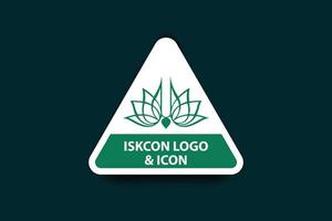 iskon logotyp och krishna anhängare ikon grön Färg logotyp design vektor