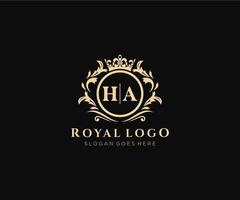 första ha brev lyxig varumärke logotyp mall, för restaurang, kungligheter, boutique, Kafé, hotell, heraldisk, Smycken, mode och Övrig vektor illustration.