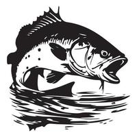 Lachs Bass Fisch Symbol isoliert auf Weiß Hintergrund. Logo Design Element, Etikett, Emblem, markieren, Marke Kennzeichen Vektor Illustration