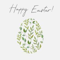 glücklich Ostern Banner. modisch Ostern Design mit Ei und Grün Aquarell Geäst vektor