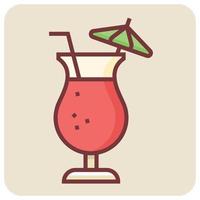 fylld Färg översikt ikon för cocktail dryck. vektor