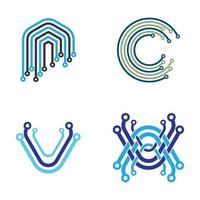 Technologie Logo Bilder Illustration Set vektor