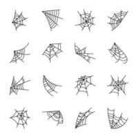 samling av Spindel netto hand dragen vektorer