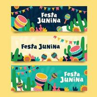 festa junina flache bannersammlung vektor