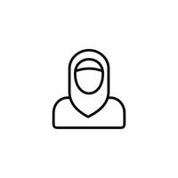 Muslim Frau Benutzerbild Linie Symbol isoliert auf Weiß Hintergrund vektor