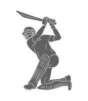 siluett slagman spelar cricket på en vit bakgrund. vektor illustration