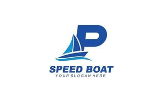 p båt logotyp design inspiration. vektor brev mall design för varumärke.