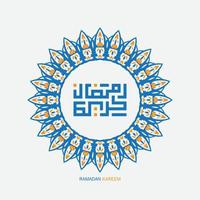 ramadan kareem arabicum kalligrafi med cirkel ram. islamic månad av ramadan i arabicum logotyp hälsning design vektor