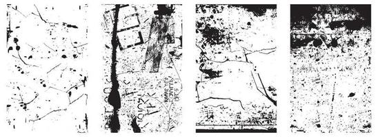 uppsättning av grunge bedrövad vektor texturer - svart och vit bakgrunder med stänka ner, repa och färga effekter. eps 10.