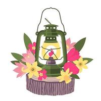 vår olja lampa blommor vektor