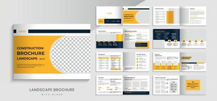 Konstruktion Landschaft Unternehmen Profil Broschüre Design. 16 Seiten Layout Broschüre Vorlage. vektor