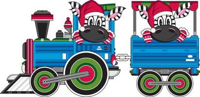 Karikatur Santa claus Weihnachten Zebra auf Zug vektor