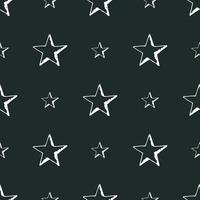 sömlös bakgrund av klotter stjärnor. vit hand dragen stjärnor på mörk bakgrund. vektor illustration