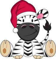süß Karikatur Santa claus Weihnachten Zebra Charakter vektor