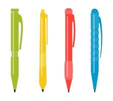 uppsättning av fyra annorlunda flerfärgad pennor. vektor illustration