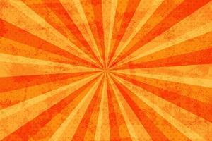 Grunge Sunburst Strahlen Hintergrund Orange Farbe Jahrgang Stil, Vektor Illustration