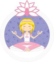 söt tecknad serie mediterar yoga flicka illustration vektor