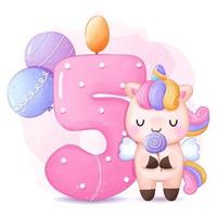 söt unicorns födelsedag fest illustration vektor