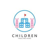 Kindergarten-Logo-Design einfache Vektorvorlage Symbolillustration, für Bildung, Spielgruppe, Kinderlernhaus, Kinderschule mit einem modernen Konzept vektor