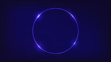 neon cirkel ram med lysande effekter på mörk bakgrund. tömma lysande techno bakgrund. vektor illustration.