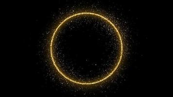 gyllene cirkel ram med glitter, pärlar och bloss på mörk bakgrund. tömma lyx bakgrund. vektor illustration.
