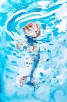 Aquarell Delfin im Blau Wasser Sommer- Stimmung Illustration unter Wasser Fisch vektor