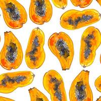 Papaya nahtlos Aquarell Muster tropisch Sommer- Design vektor