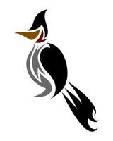 schwarzer Logo-Vektor eines Bulbulvogels mit rotem Bart eps 10 vektor