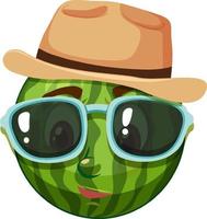 Wassermelonen-Zeichentrickfigur mit Gesichtsausdruck vektor