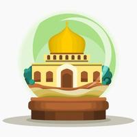 editierbar Vorderseite Aussicht Moschee Innerhalb Glas Ball Vektor Illustration zum islamisch heilig Moment Design Konzept