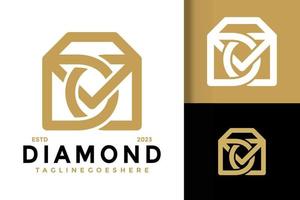 Brief d Diamant Juwel Logo Vektor Symbol Illustration