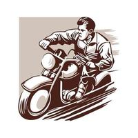 Mann Fahren Cooper Motorrad Vektor Illustration Design