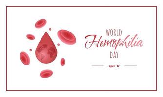 Welt Hämophilie Tag Gruß mit Blut Tropfen und Blutplättchen schweben im das Luft vektor