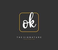 Ö k in Ordnung Initiale Brief Handschrift und Unterschrift Logo. ein Konzept Handschrift Initiale Logo mit Vorlage Element. vektor