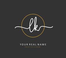 l k lk Initiale Brief Handschrift und Unterschrift Logo. ein Konzept Handschrift Initiale Logo mit Vorlage Element. vektor